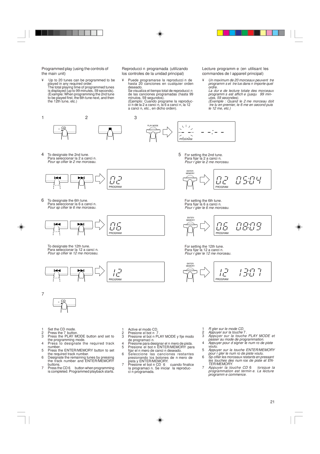 JVC PC-X550BK, PC-X560BK, PC-X570BK Programmed play using the controls of the main unit, Pour spécifier le 12ème morceau 