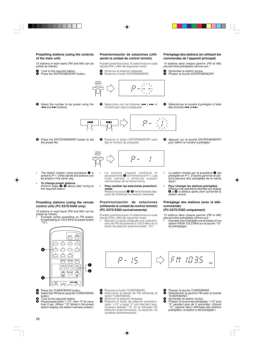 JVC PC-X560BK, PC-X550BK, PC-X570BK system manual To change preset stations, Para cambiar las estaciones presintoni Zadas 