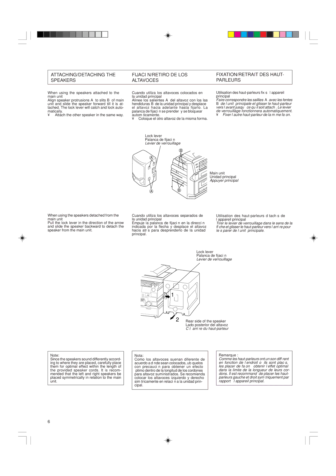 JVC PC-X550BK When using the speakers attached to the main unit, When using the speakers detached from the main unit 