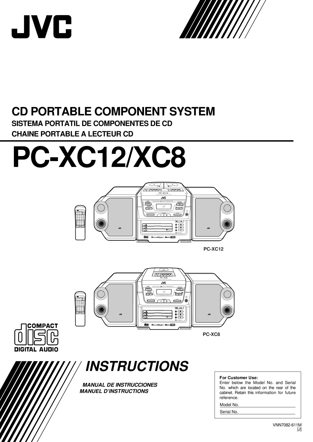 JVC PC-XC8 manual PC-XC12/XC8, For Customer Use 