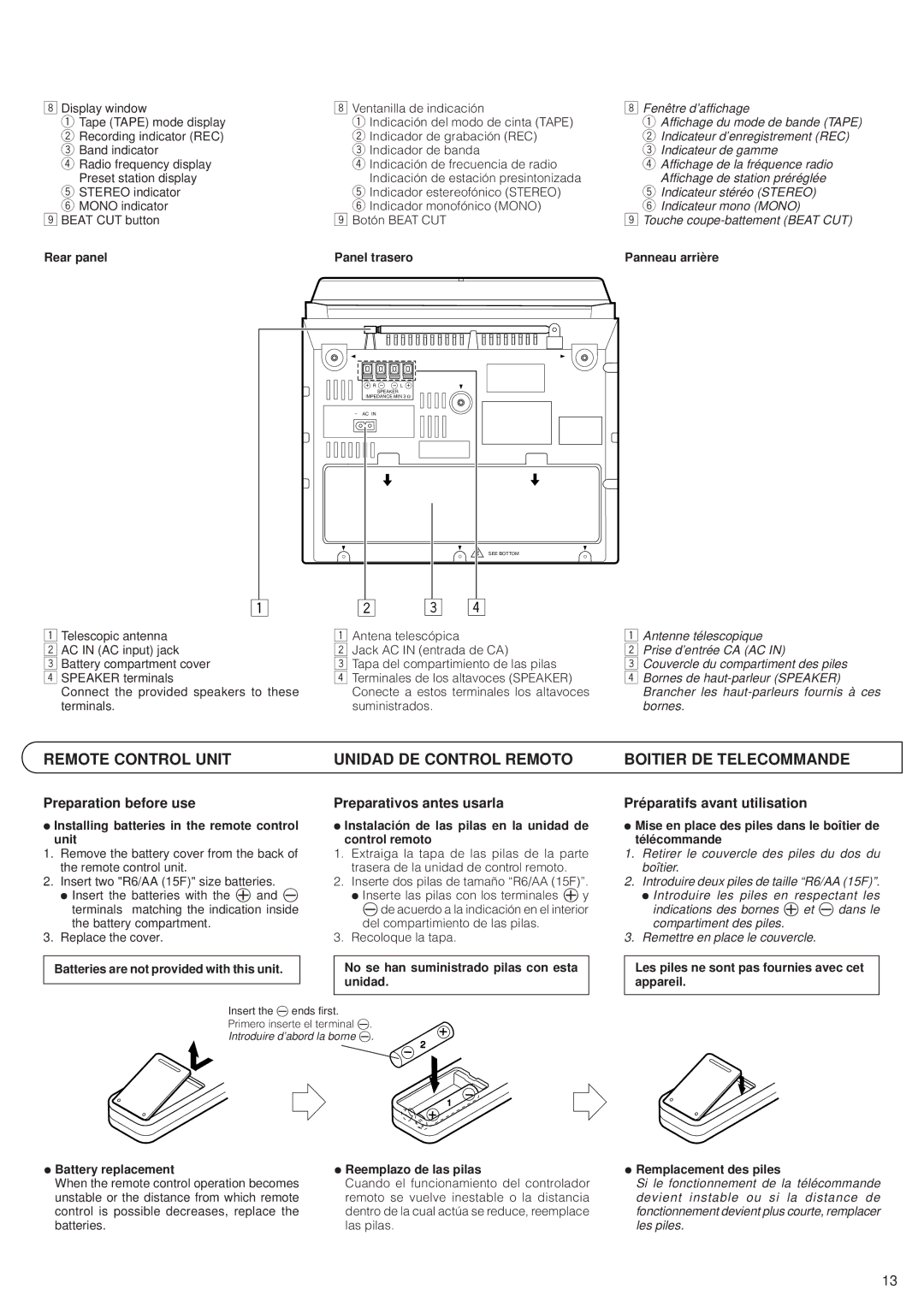 JVC PC-XC12, PC-XC8 manual Preparation before use, Preparativos antes usarla, Préparatifs avant utilisation 