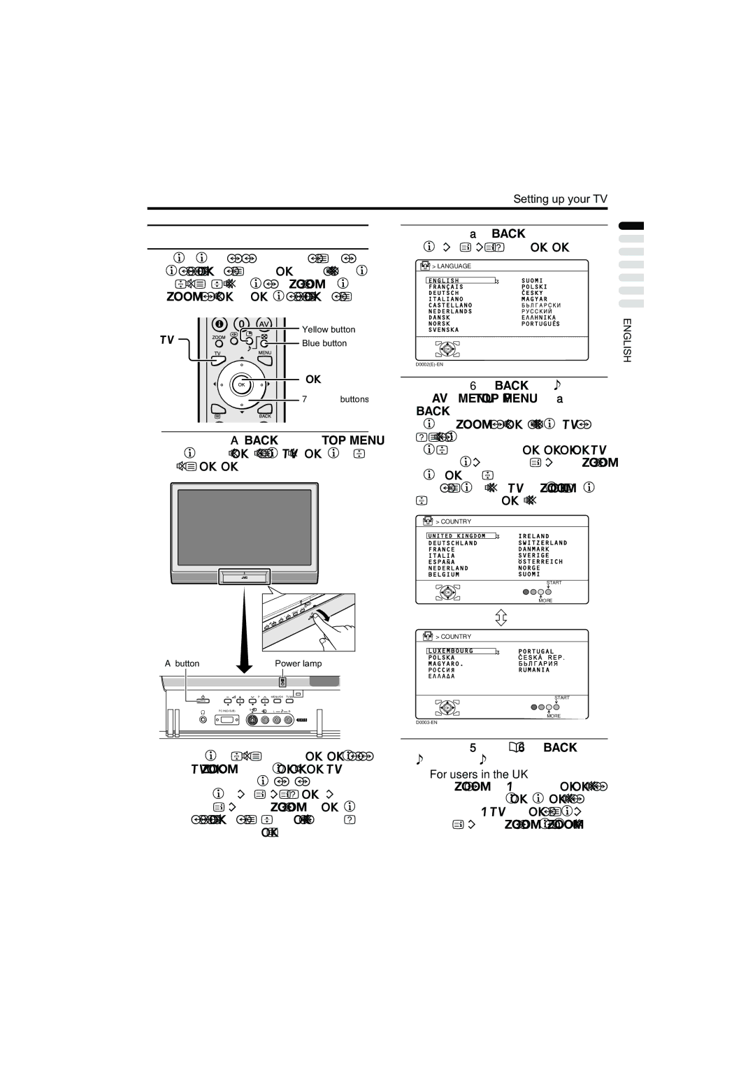 JVC PD-42B50BU, PD-35B50BU, PD-42B50BJ, PD-35B50BJ manual Initial settings, Press the a button, Press the Abutton on the TV 