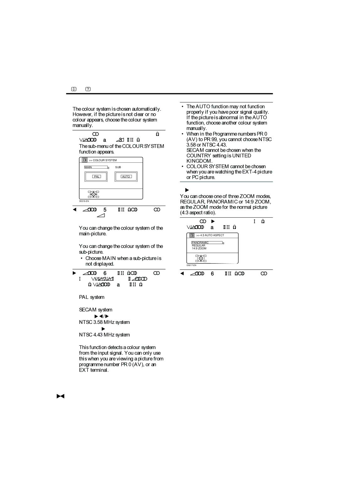 JVC PD-42B50BU, PD-35B50BU, PD-42B50BJ, PD-35B50BJ manual „ Colour System, „ 43 Auto Aspect 