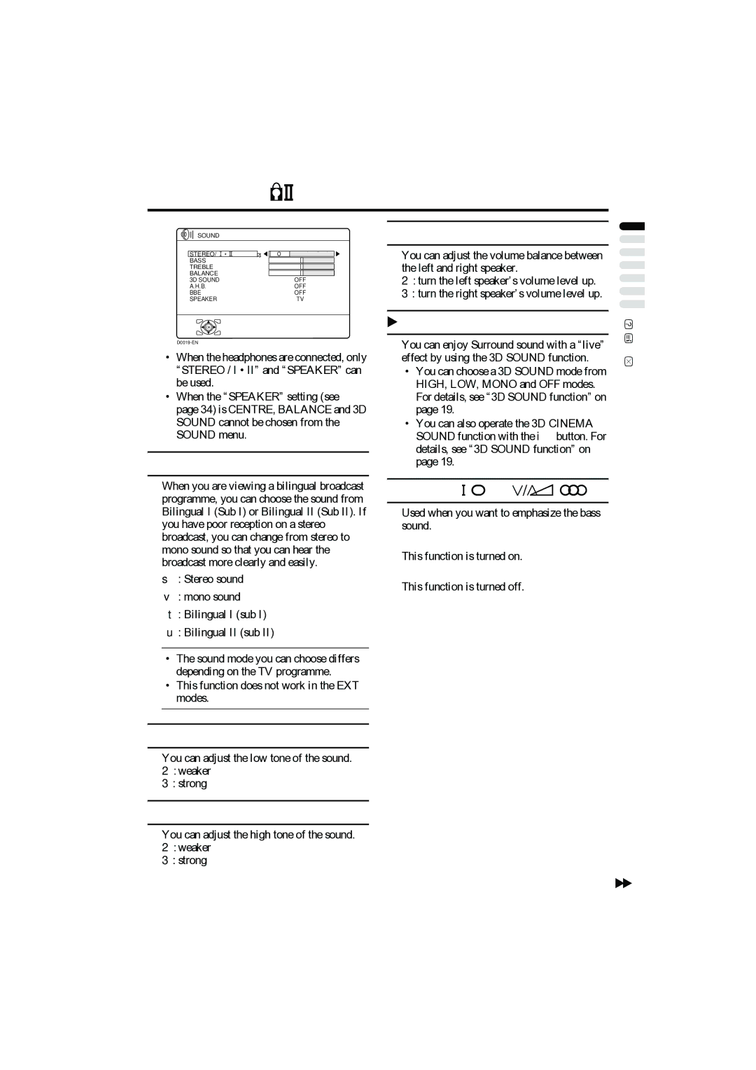 JVC PD-42B50BU, PD-35B50BU, PD-42B50BJ, PD-35B50BJ manual Sound menu 