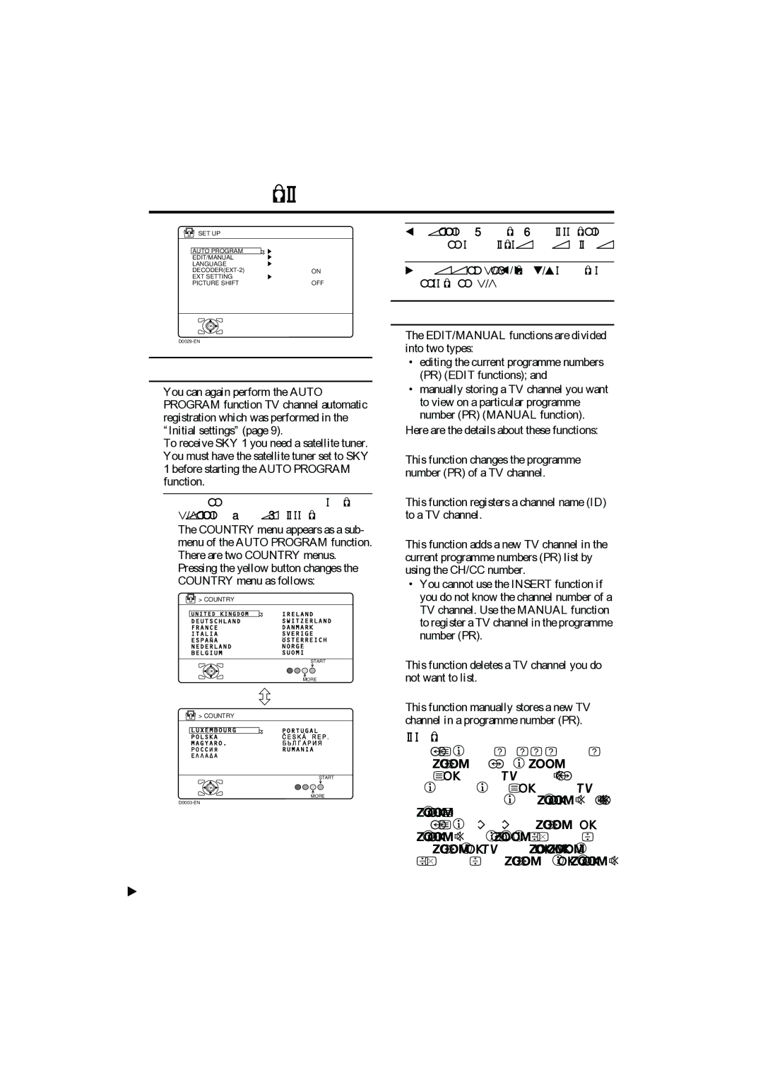 JVC PD-42B50BU, PD-35B50BU, PD-42B50BJ, PD-35B50BJ manual SET UP menu, Auto Program, Edit/Manual 