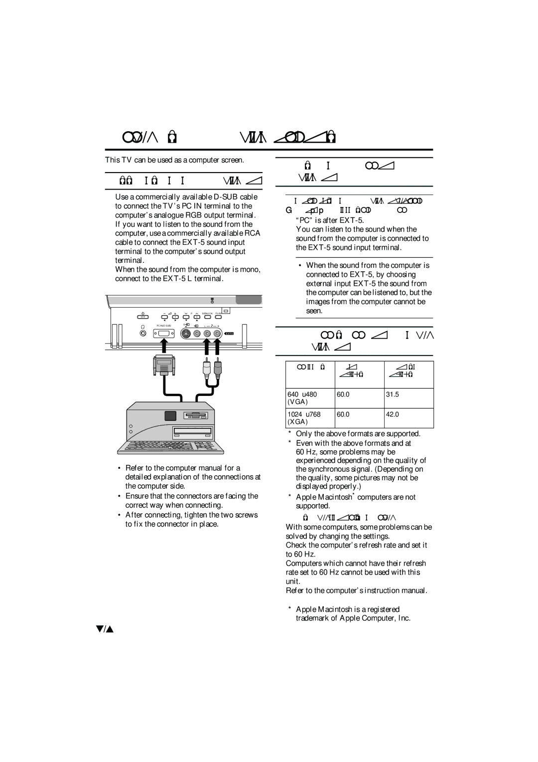 JVC PD-42B50BU, PD-35B50BU, PD-42B50BJ, PD-35B50BJ manual Displaying a computer screen, Connecting to the computer 