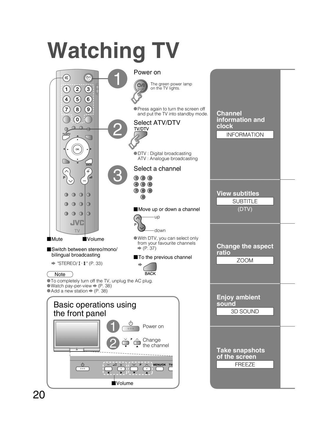 JVC PD-42DX6BJ manual Watching TV 