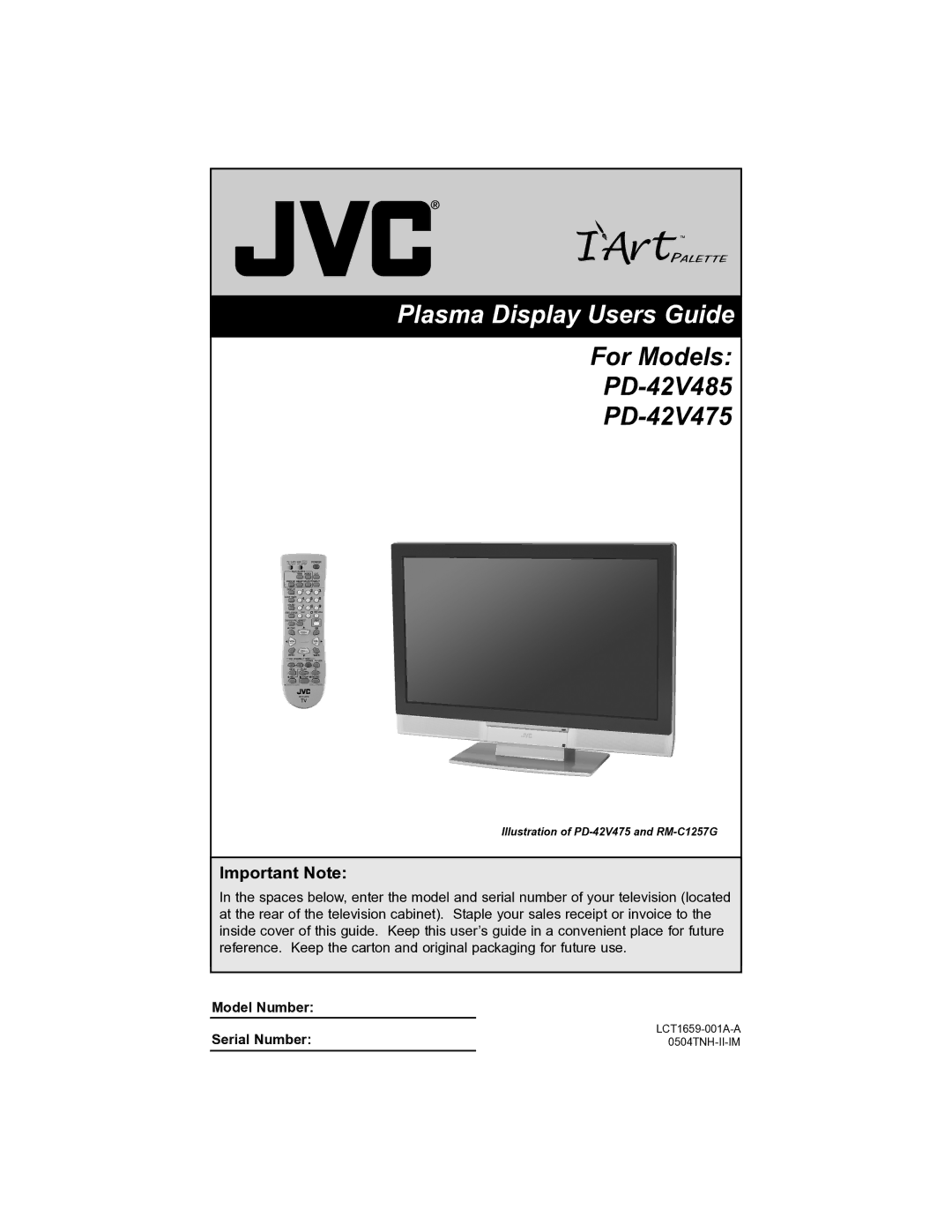 JVC PD-42V485 manual Plasma Display Users Guide 