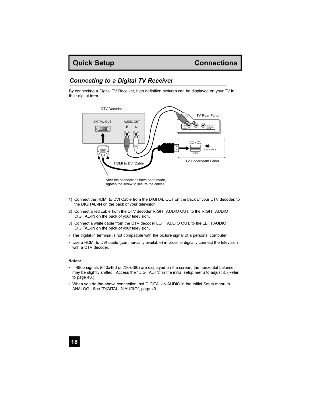 JVC PD-42V485 manual Connecting to a Digital TV Receiver 