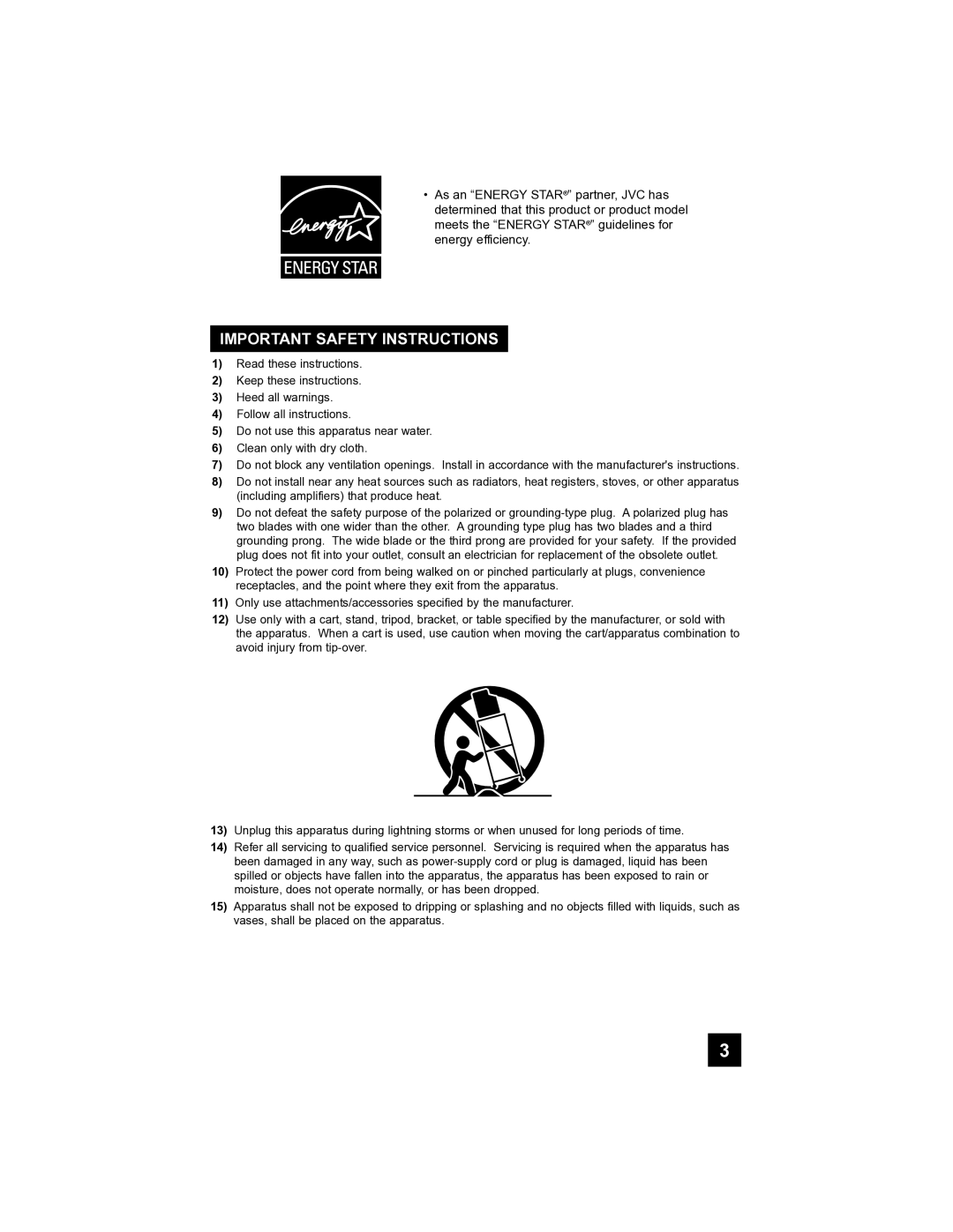 JVC PD-42V485 manual Important Safety Instructions 