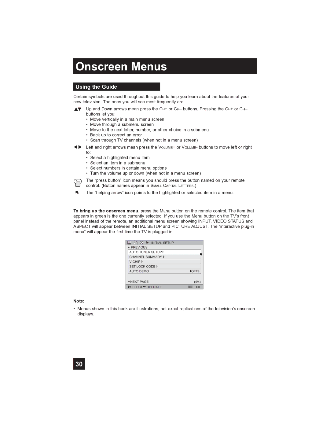 JVC PD-42V485 manual Onscreen Menus, Using the Guide 