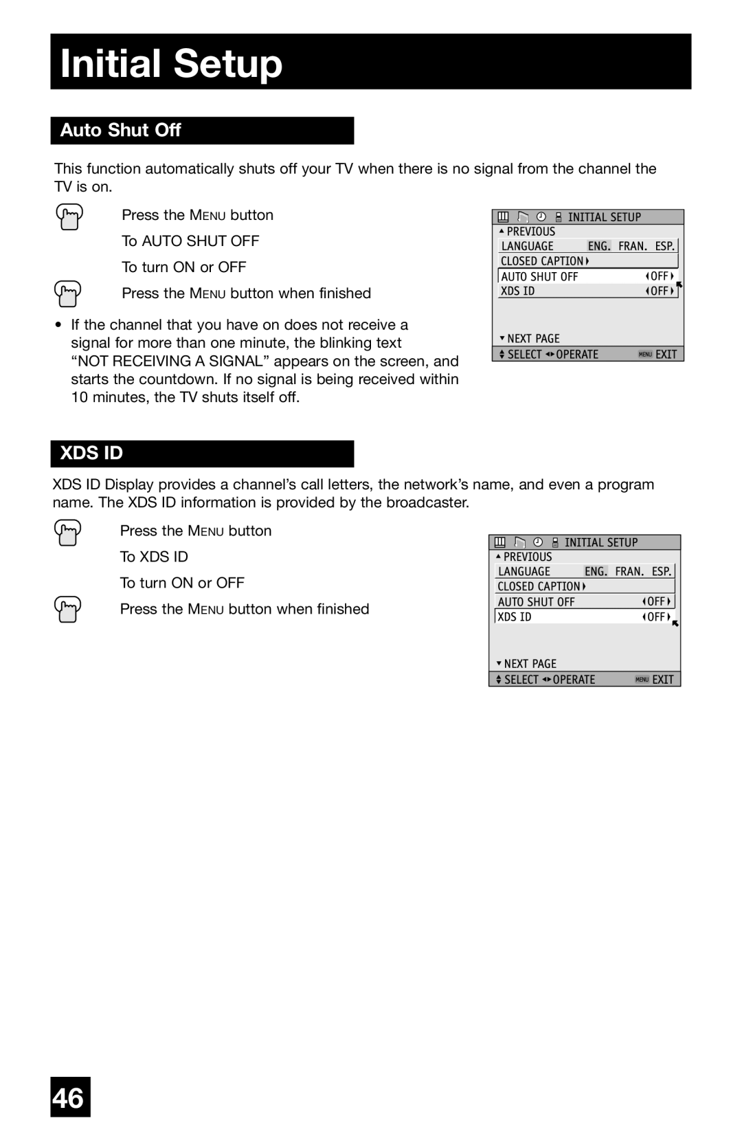 JVC PD-42WV74 manual Auto Shut Off, Xds Id 