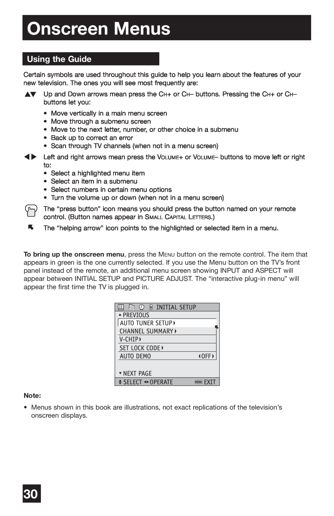 JVC PD-42WV74 manual Onscreen Menus, Using the Guide 