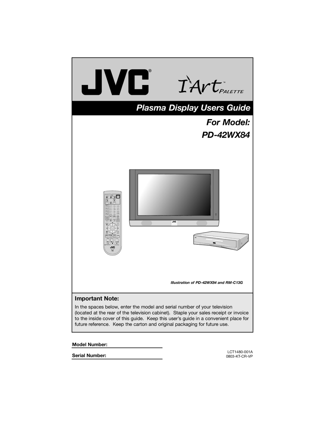 JVC PD-42WX84 manual Plasma Display Users Guide 