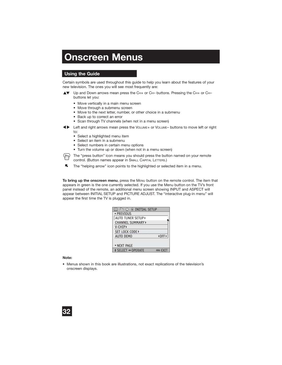 JVC PD-42WX84 manual Onscreen Menus, Using the Guide 