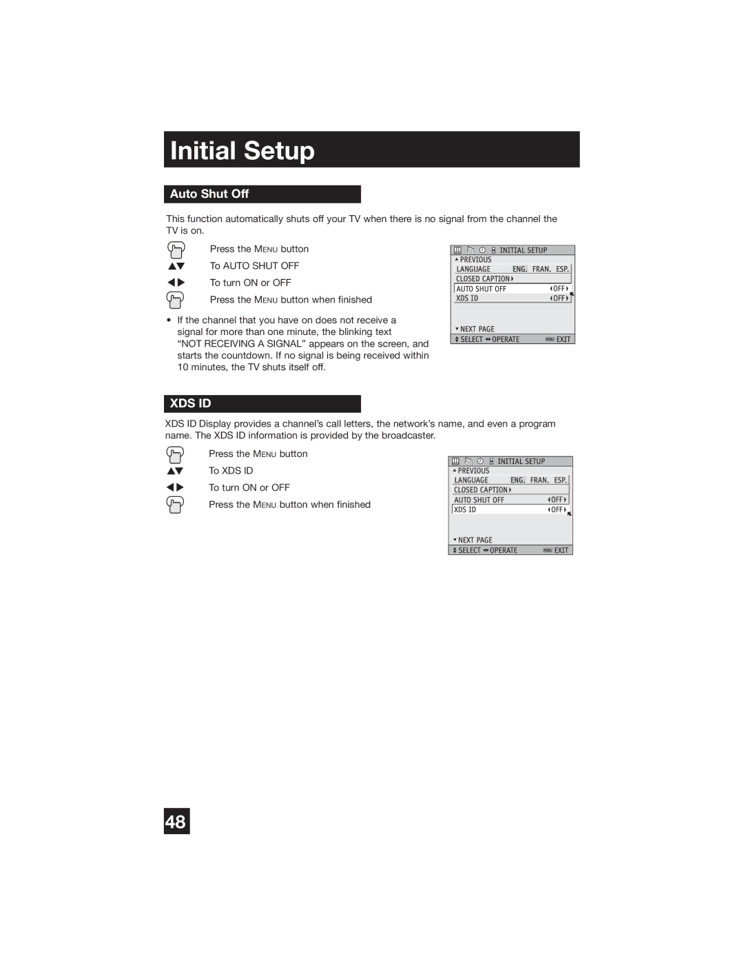 JVC PD-42WX84 manual Auto Shut Off, Xds Id 