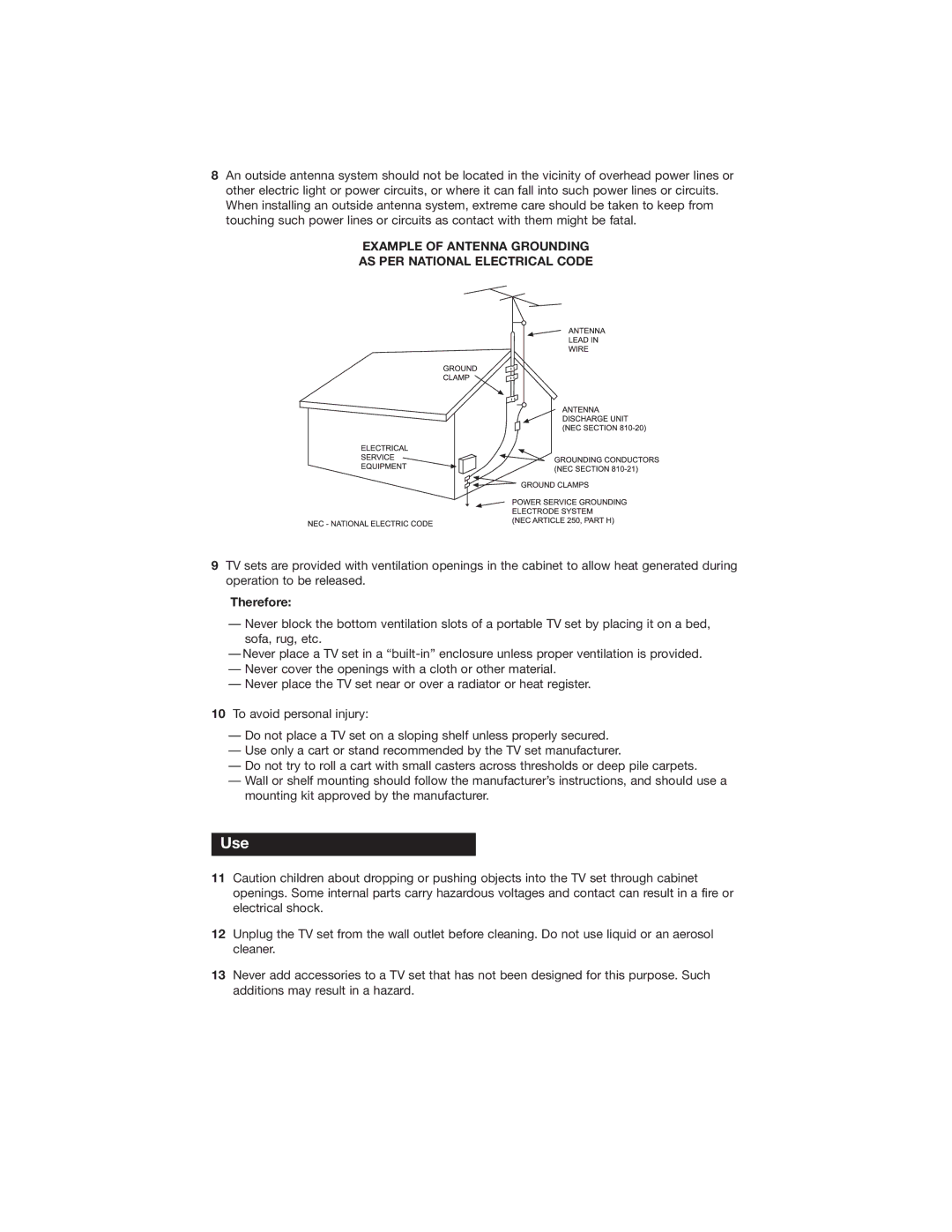 JVC PD-42WX84 manual Use, Therefore 