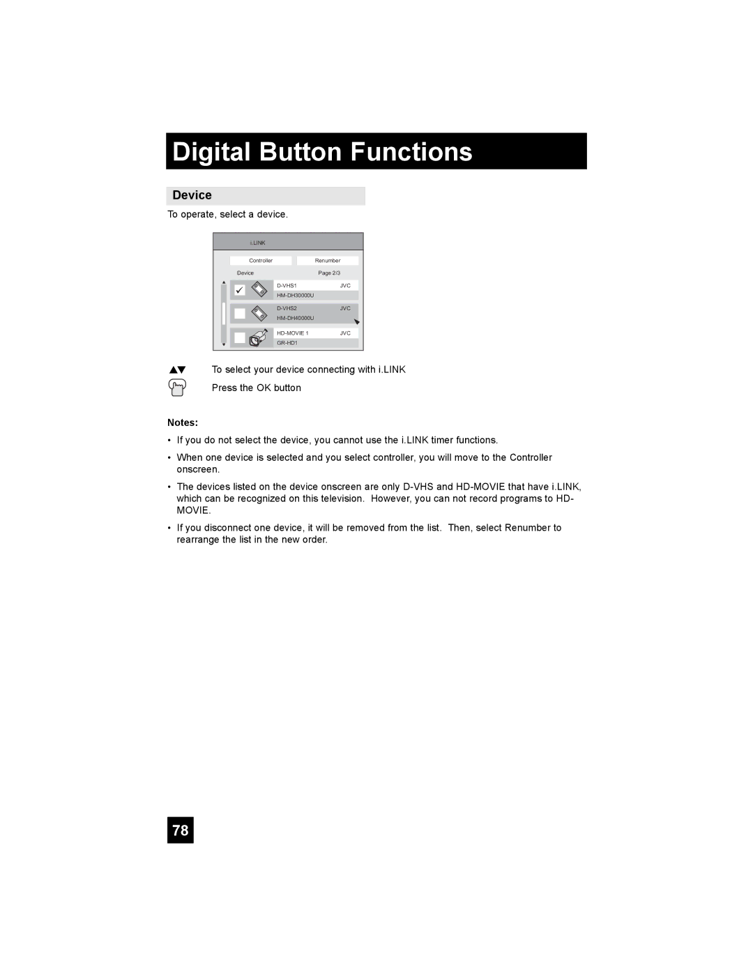 JVC PD-42X776 manual Device, To operate, select a device 