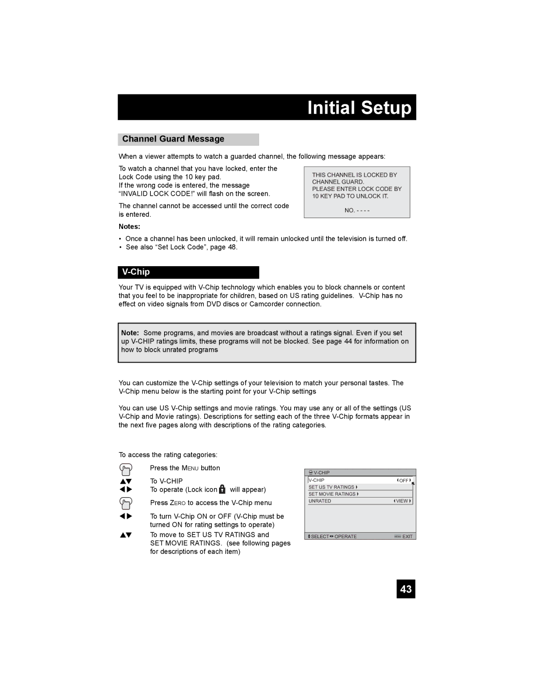 JVC PD-42X795 manual Channel Guard Message, Chip 