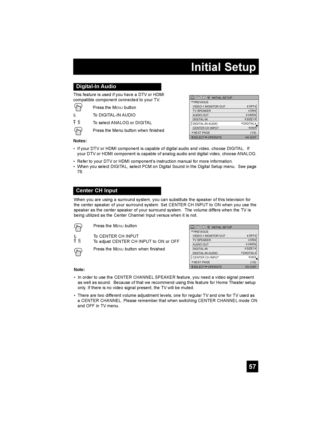 JVC PD-42X795 manual Digital-In Audio, Center CH Input 