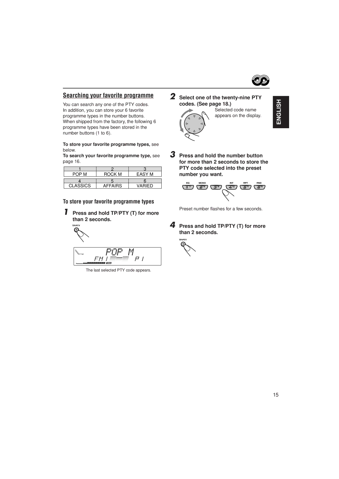 JVC PIM171200 manual To store your favorite programme types 