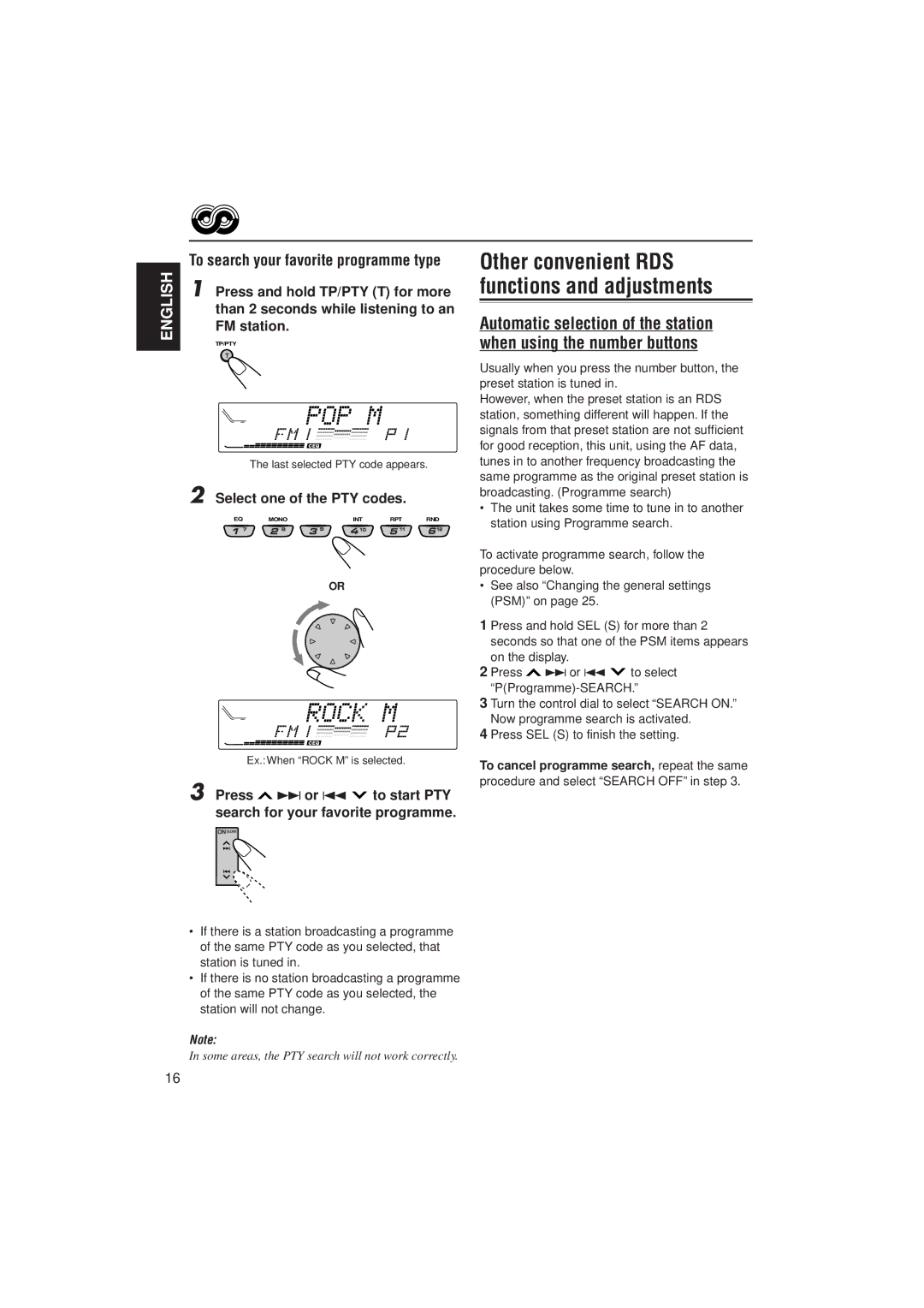 JVC PIM171200 manual To search your favorite programme type, Than 2 seconds while listening to an, FM station 