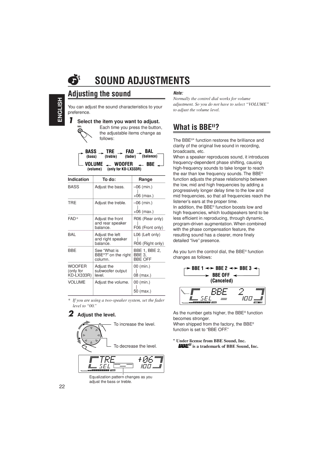 JVC PIM171200 manual Sound Adjustments, What is BBEII?, Fad, Bbe 