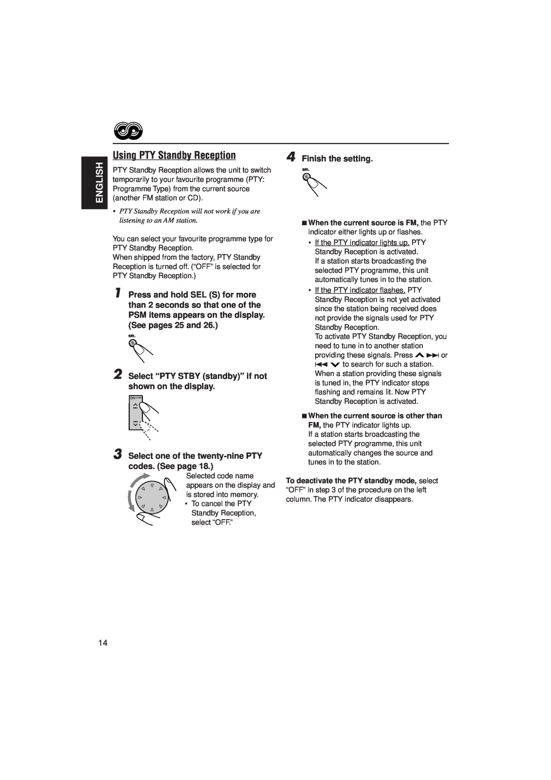 JVC PIM171200 manual Using PTY Standby Reception, English, Finish the setting 