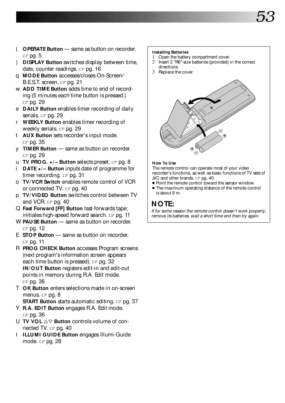 JVC PU30425 specifications Installing Batteries, How To Use 