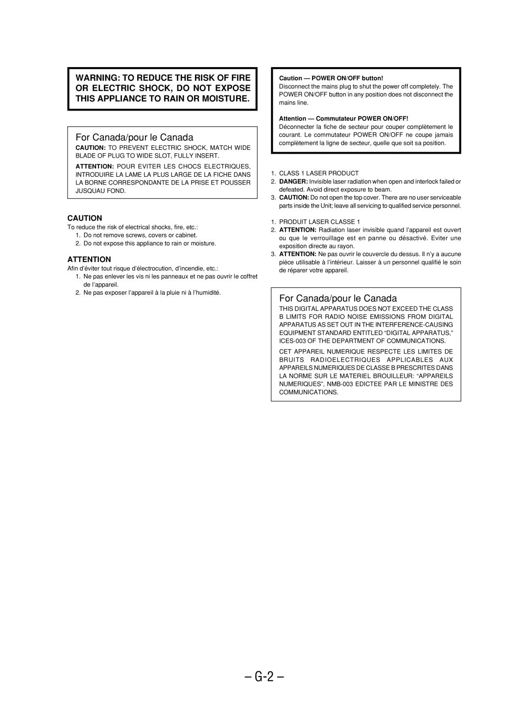 JVC RC-BM5 manual For Canada/pour le Canada 