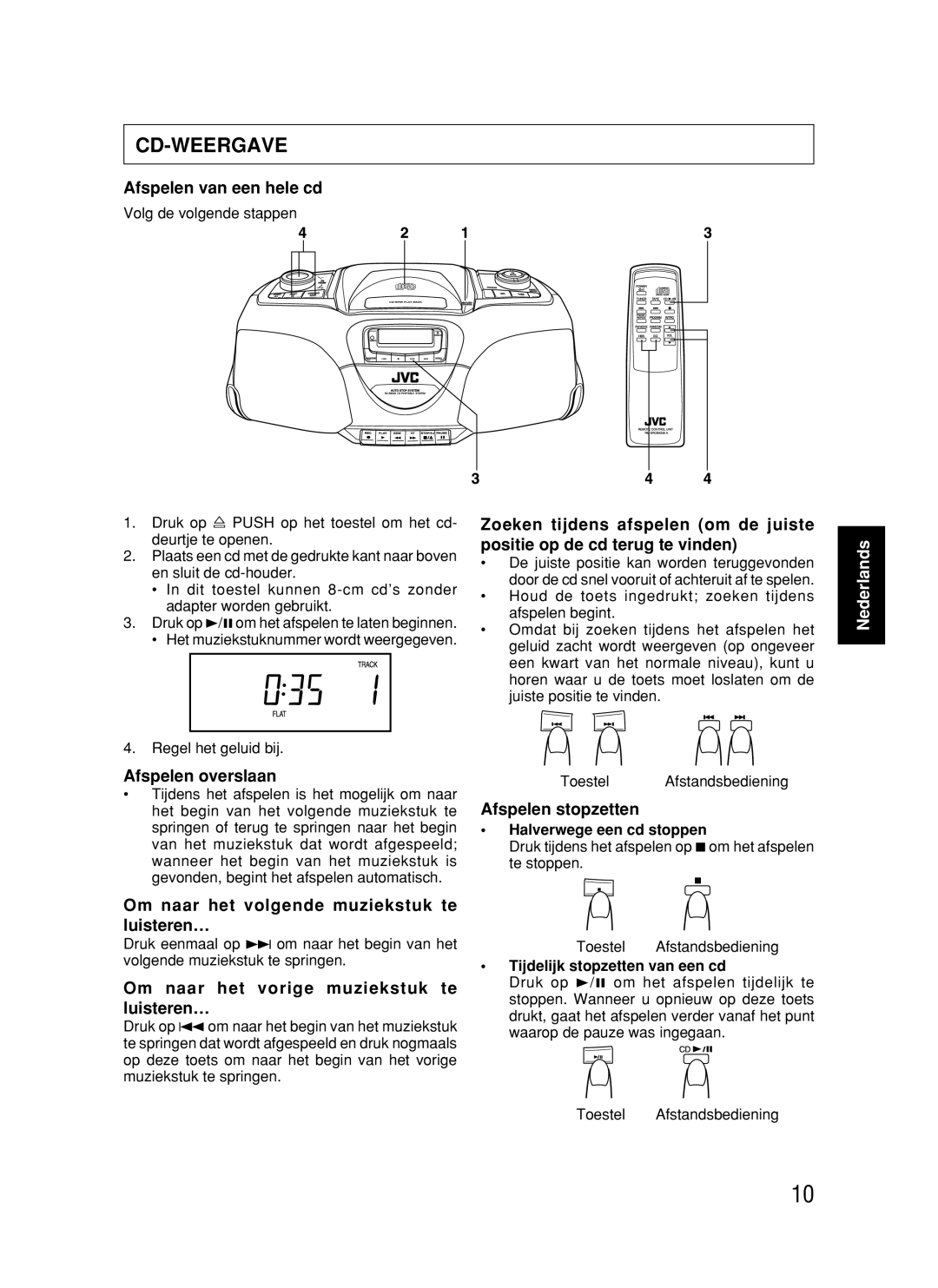 JVC RC-BX530SL manual Cd-Weergave 