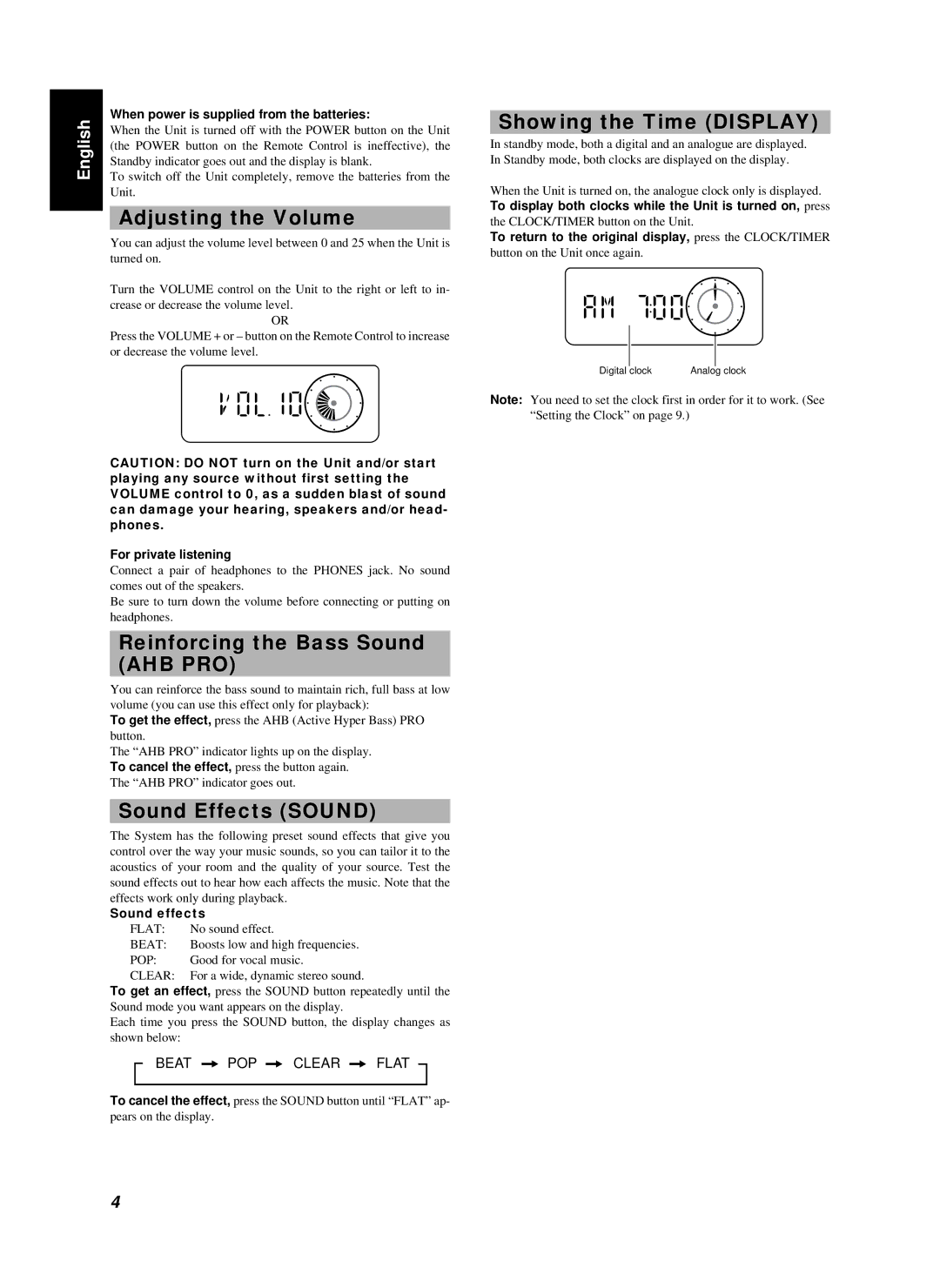 JVC RC-BZ6BU manual Adjusting the Volume, Sound Effects Sound 