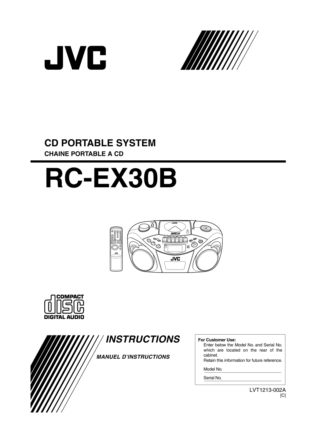 JVC RC-EX30B manual Chaine Portable a CD 