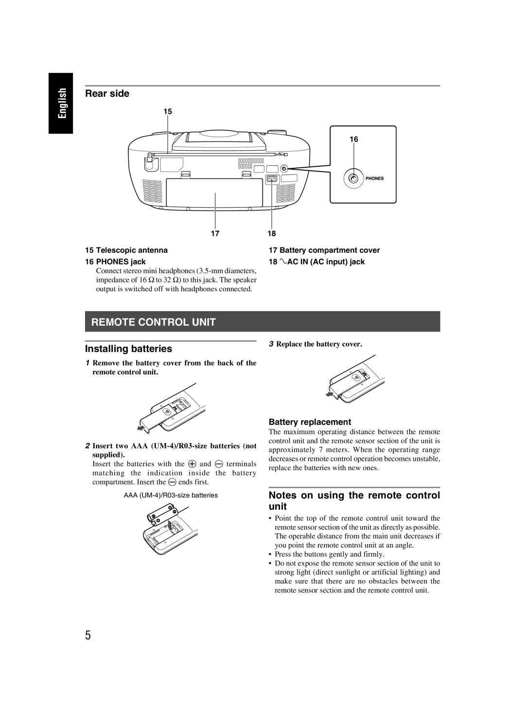 JVC RC-EX30B manual Output is switched off with headphones connected 