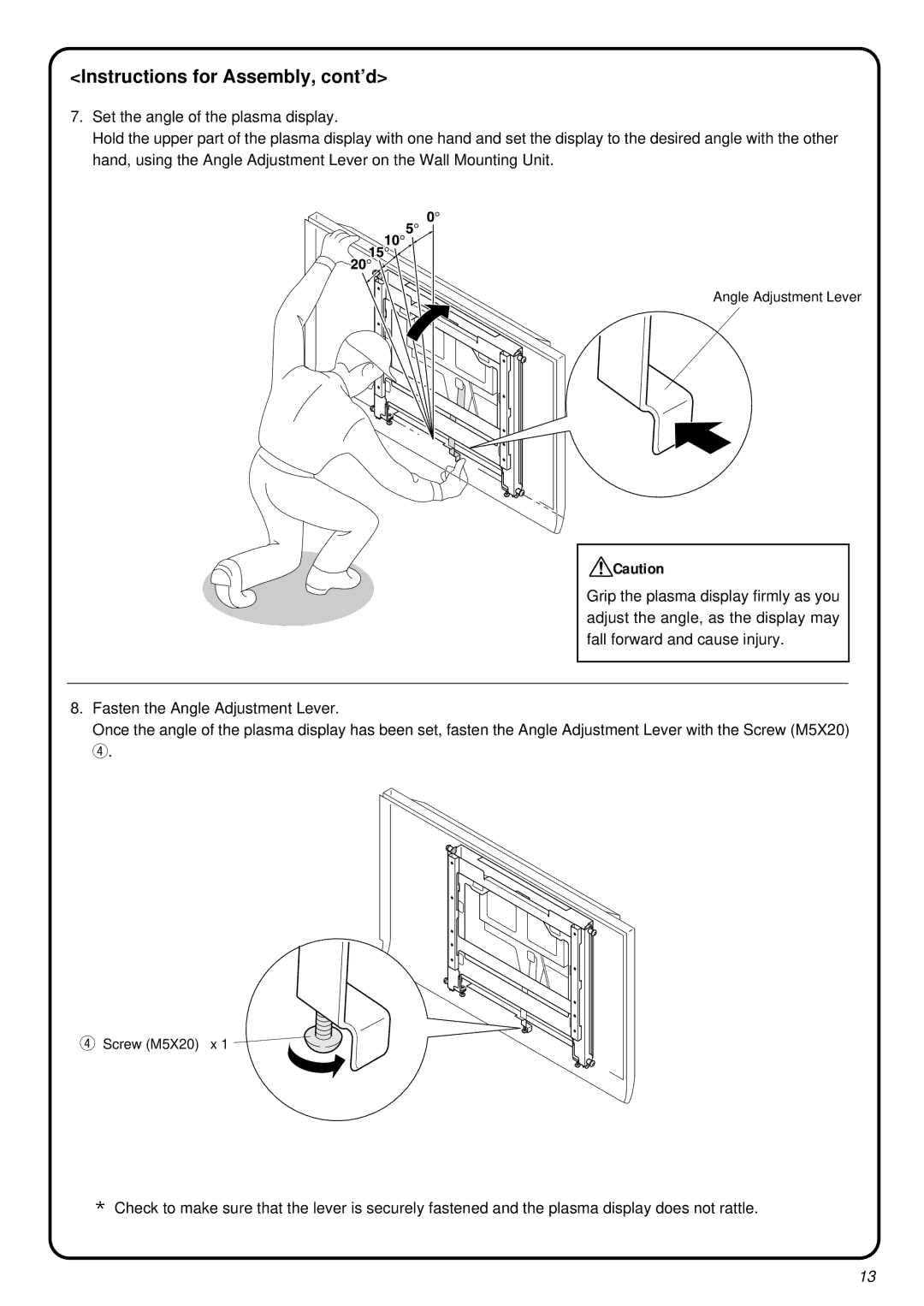 JVC RK-C42WBT3 installation instructions Angle Adjustment Lever 