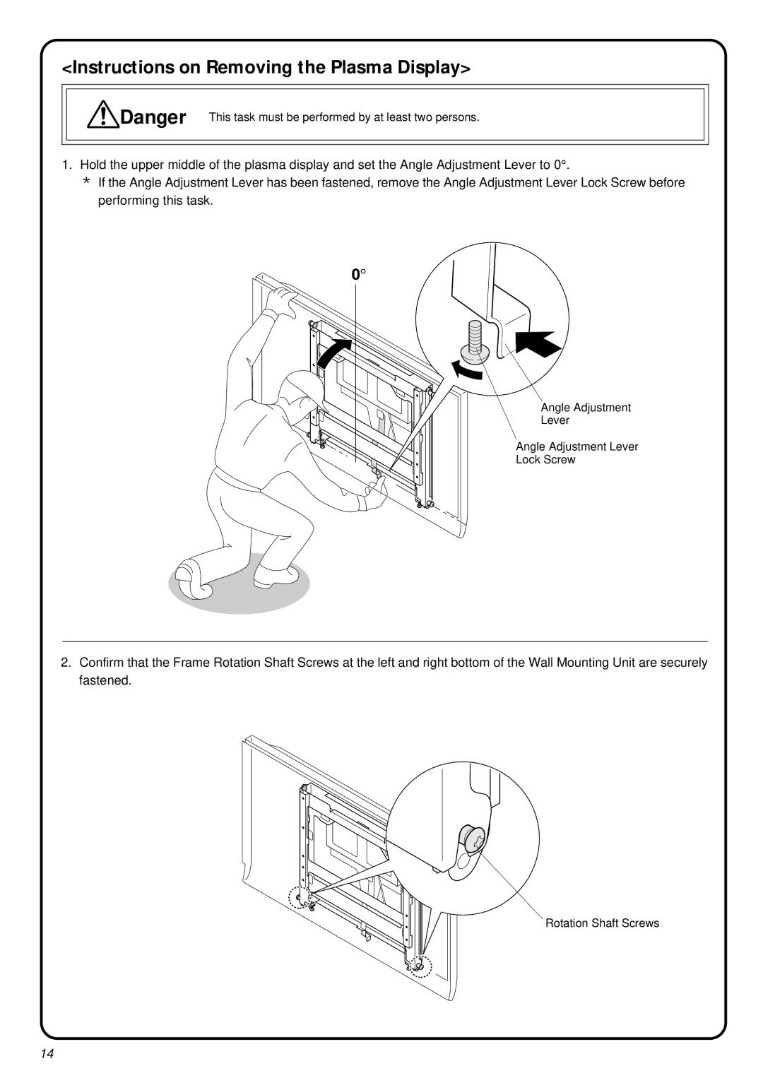 JVC RK-C42WBT3 installation instructions Instructions on Removing the Plasma Display 