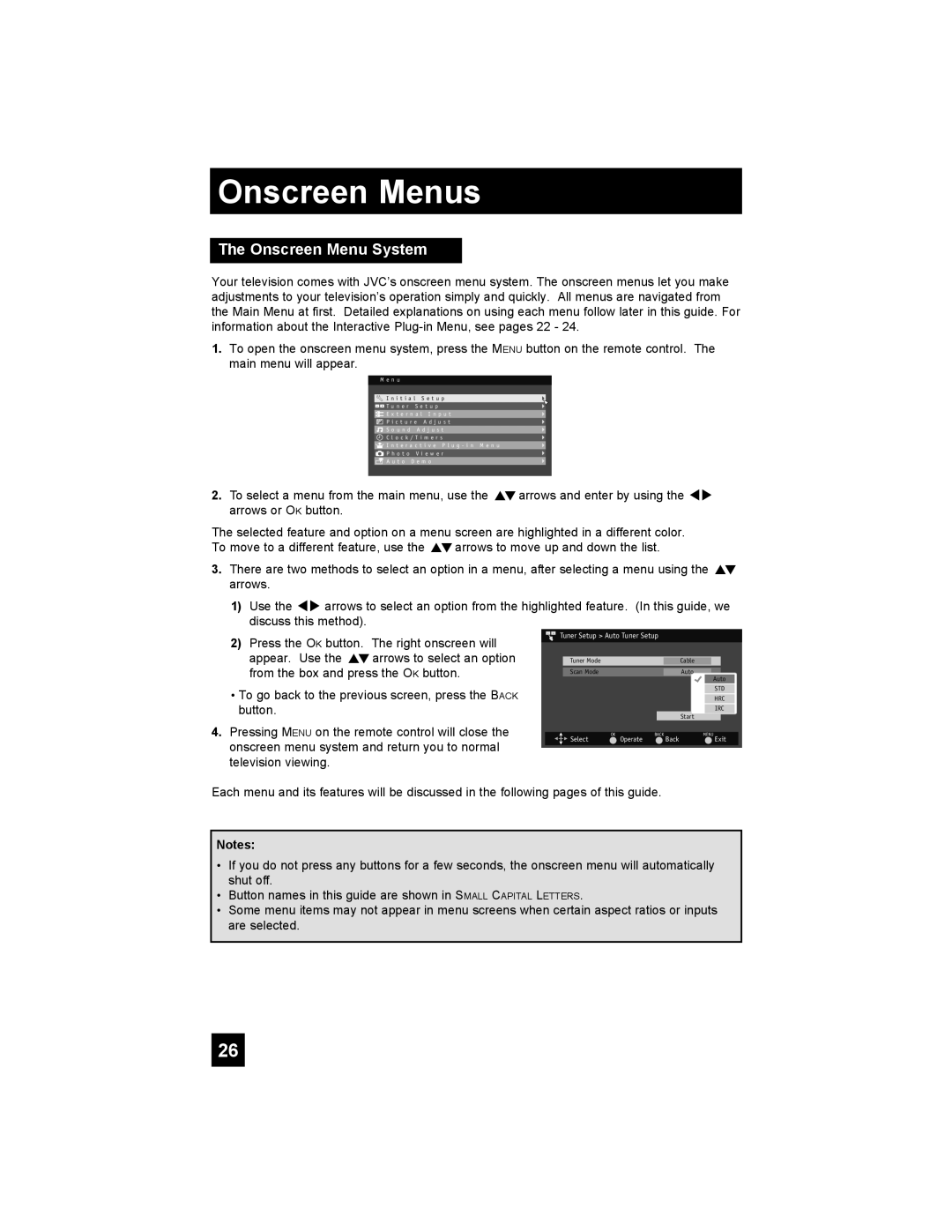 JVC RM-C1450 manual Onscreen Menu System 