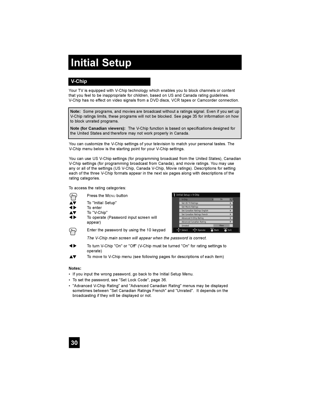 JVC RM-C1450 manual V-Chip main screen will appear when the password is correct 