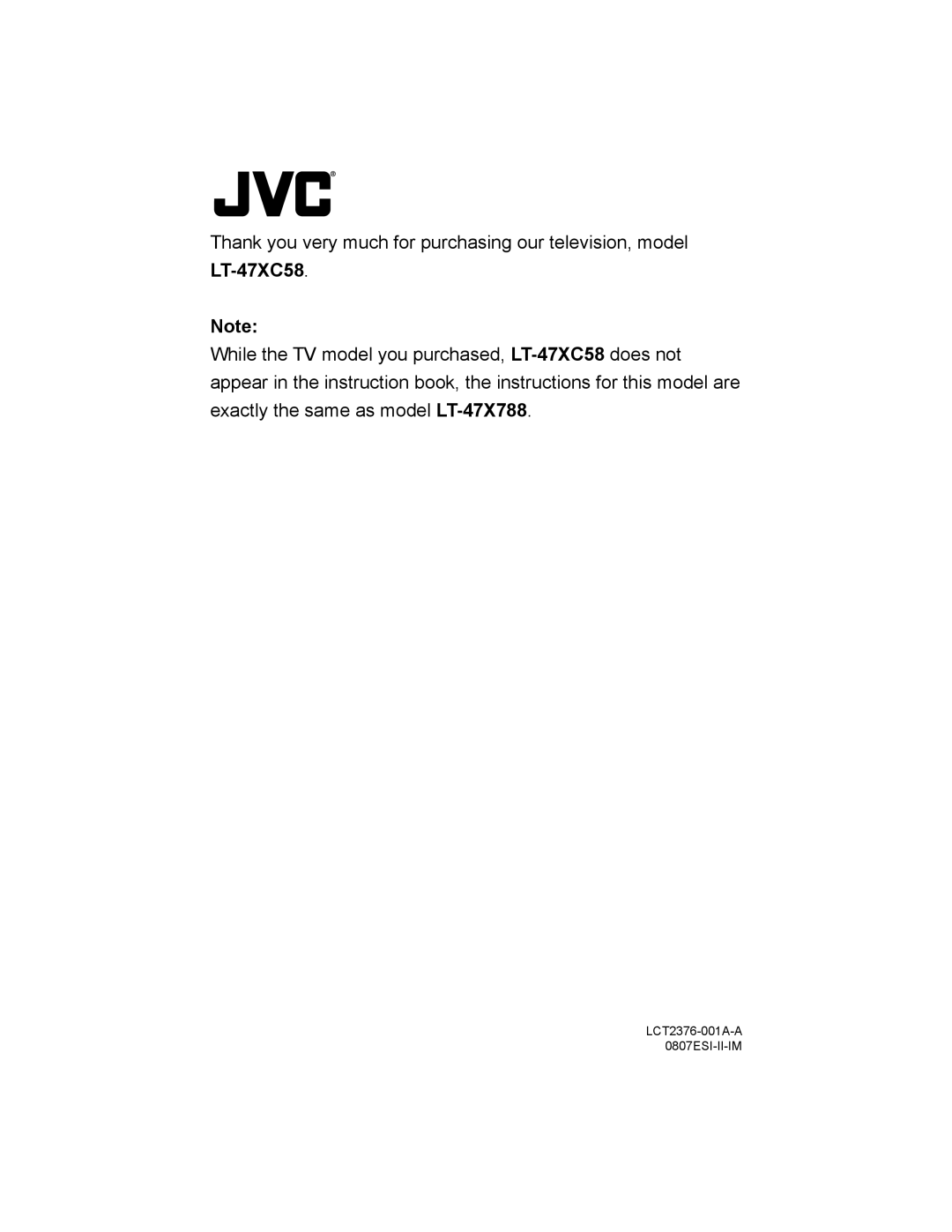 JVC RM-C1450 manual LCT2376-001A-A 0807ESI-II-IM 