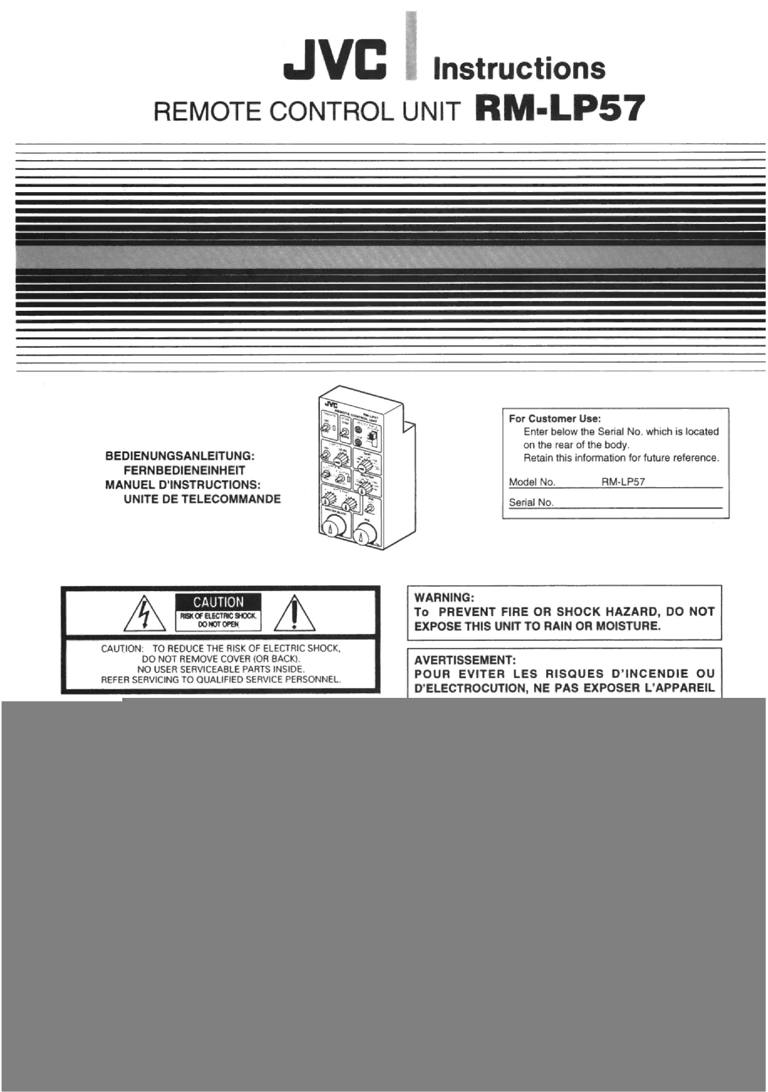 JVC RM-LP57 manual 