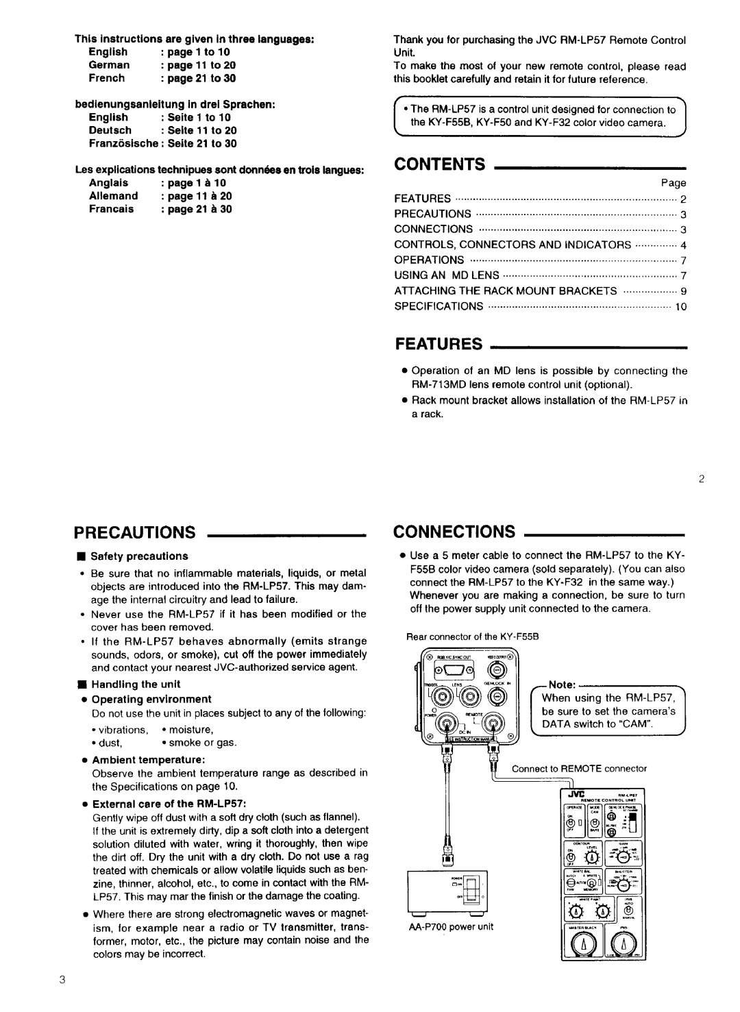 JVC RM-LP57 manual 