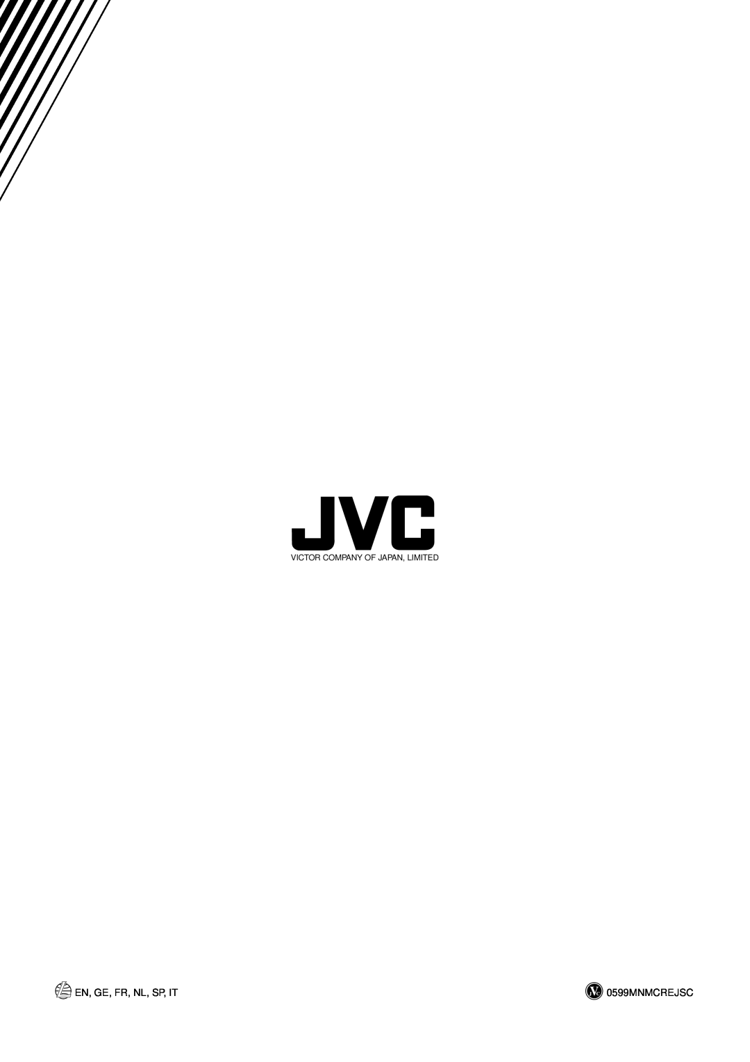 JVC RM-RXUV9RMD manual En, Ge, Fr, Nl, Sp, It, 0599MNMCREJSC, Victor Company Of Japan, Limited 