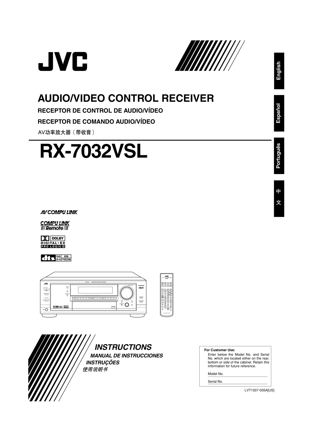 JVC LVT1007-005A, RM-SRX7032U, 0303NHMMDWJEIN manual RX-7032VSL 