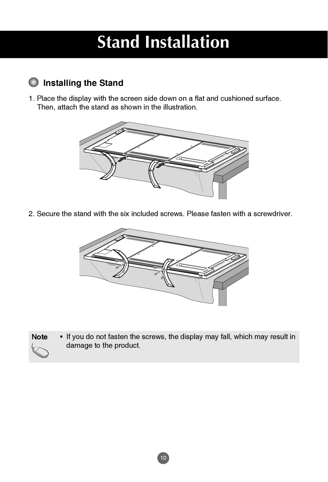 JVC rs-840UD owner manual Stand Installation, Installing the Stand 