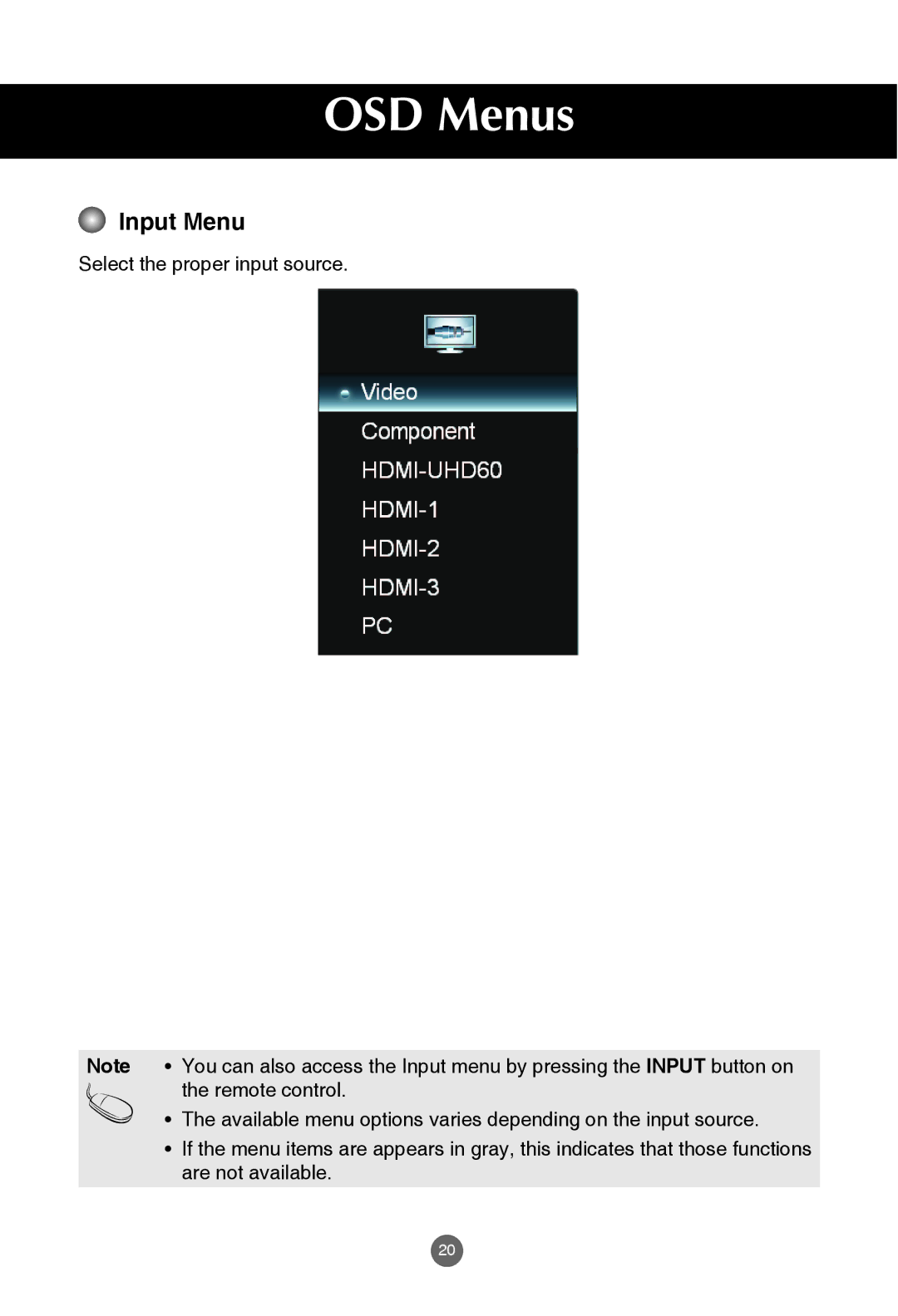 JVC rs-840UD owner manual Input Menu 