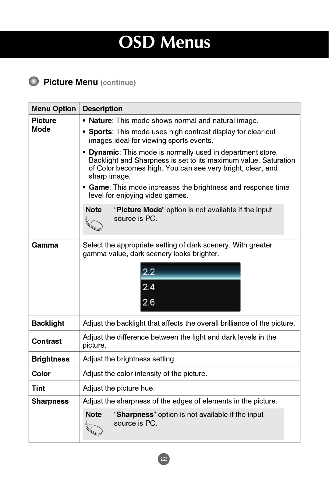 JVC rs-840UD owner manual Picture Menu continue 