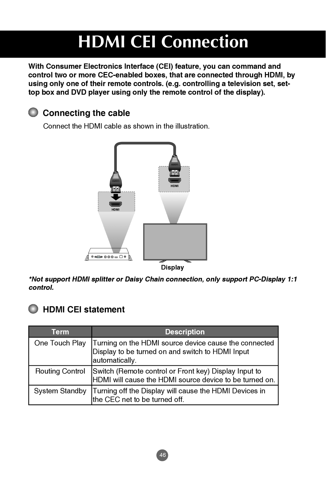 JVC rs-840UD owner manual Hdmi CEI Connection, Hdmi CEI statement 