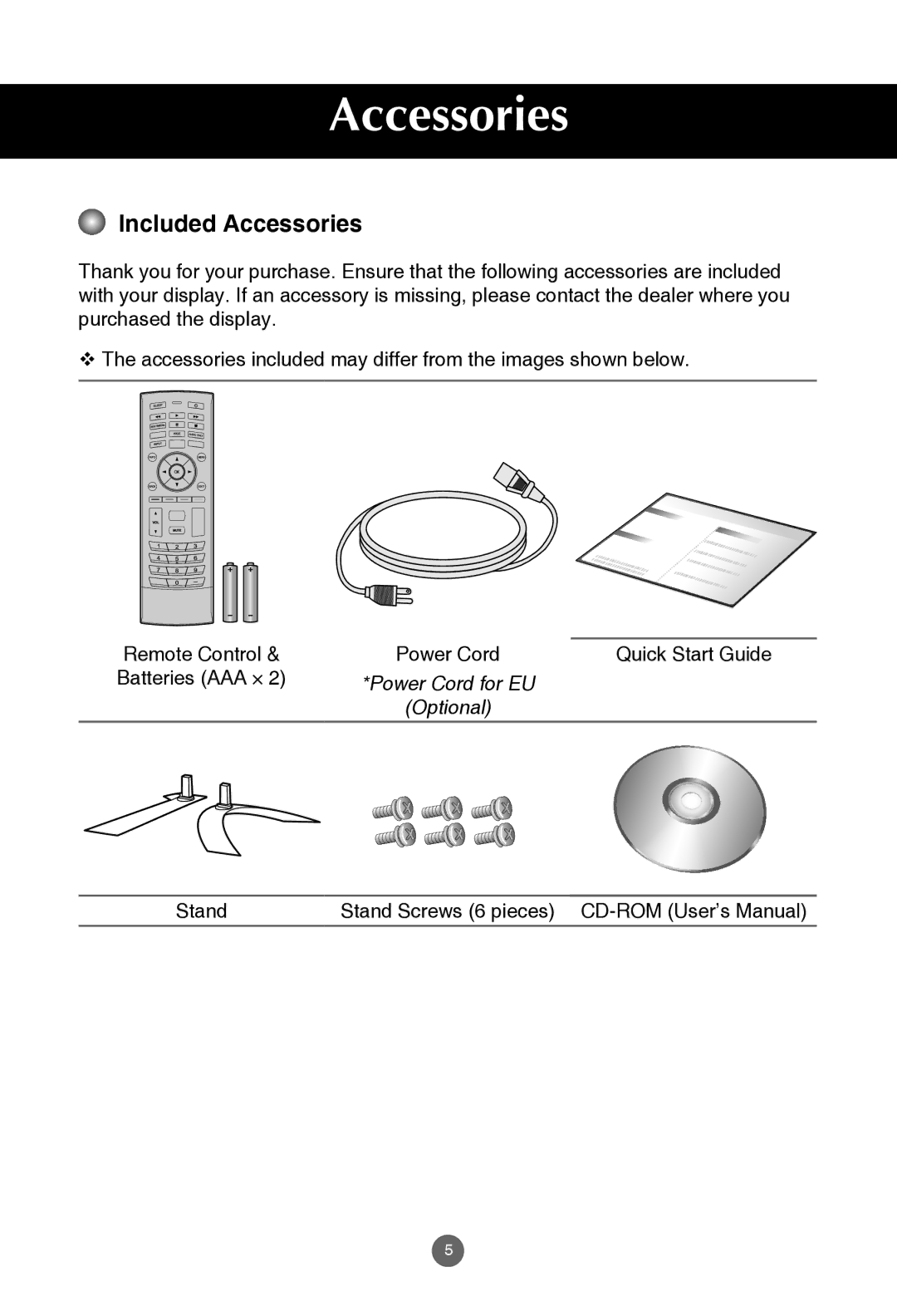 JVC rs-840UD owner manual Included Accessories 