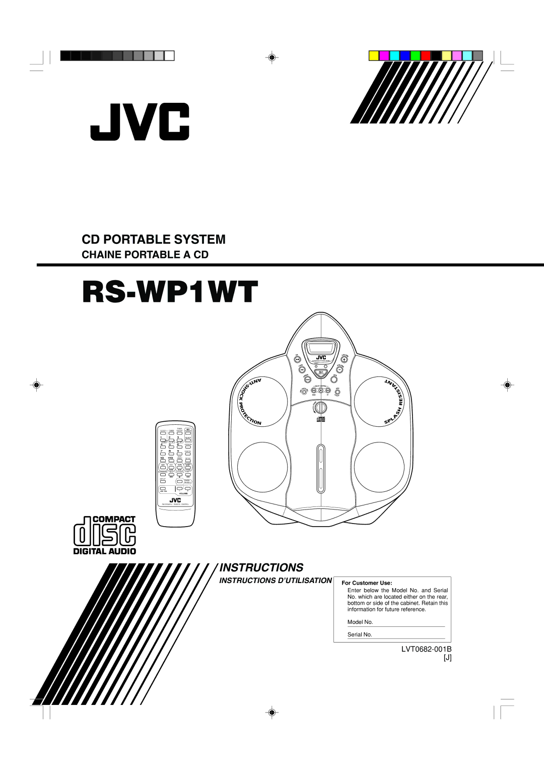 JVC RS-WP1WT manual Model No Serial No 