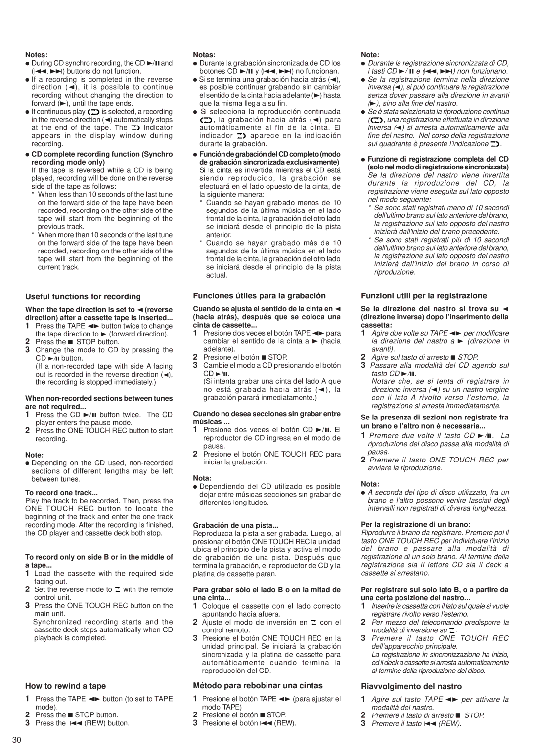 JVC RV-B55 GY/BU/LTD manual Useful functions for recording, How to rewind a tape, Funciones útiles para la grabación 